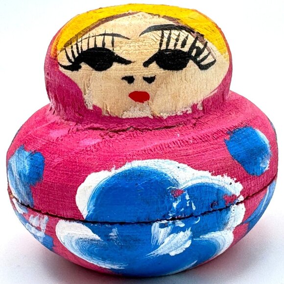 Hand-Painted Russian Matryoshka 4-Piece Wood Nesting Dolls Set Floral Design - Picture 10 of 15